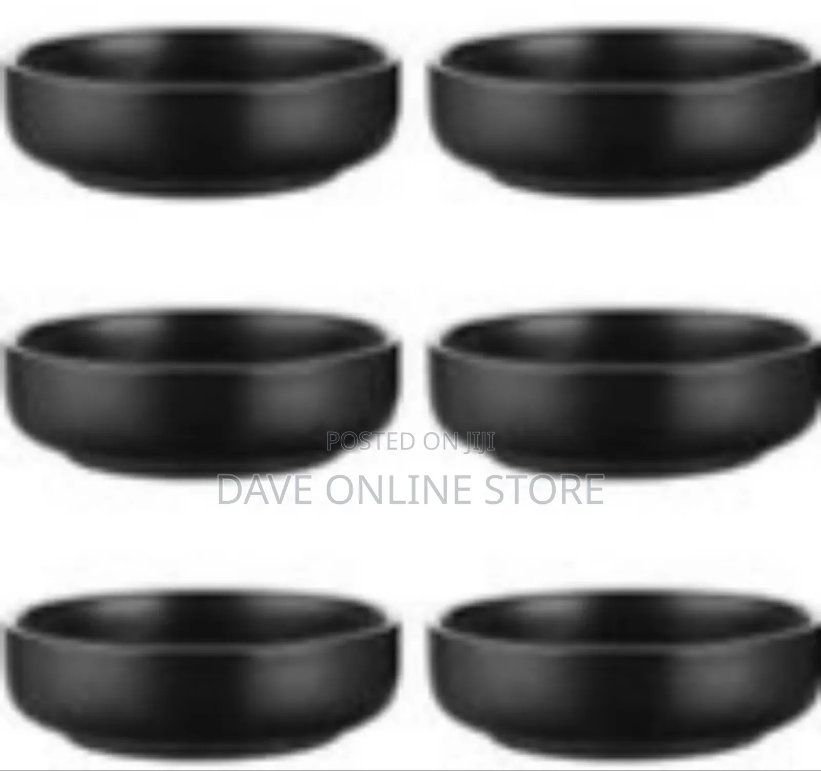 6 Piece Set of Ceramic Matte Black Soup Salad Bowls