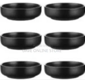6 Piece Set of Ceramic Matte Black Soup Salad Bowls