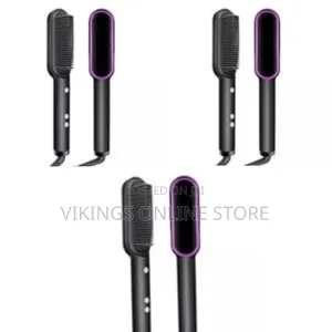 2 In1 Electric Hair Straightener, Comb,Cutler PTC Heating Brush