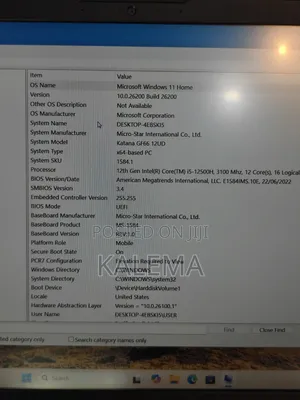 New Laptop MSI Katana GF66 16GB Intel Core i5 SSD 512GB