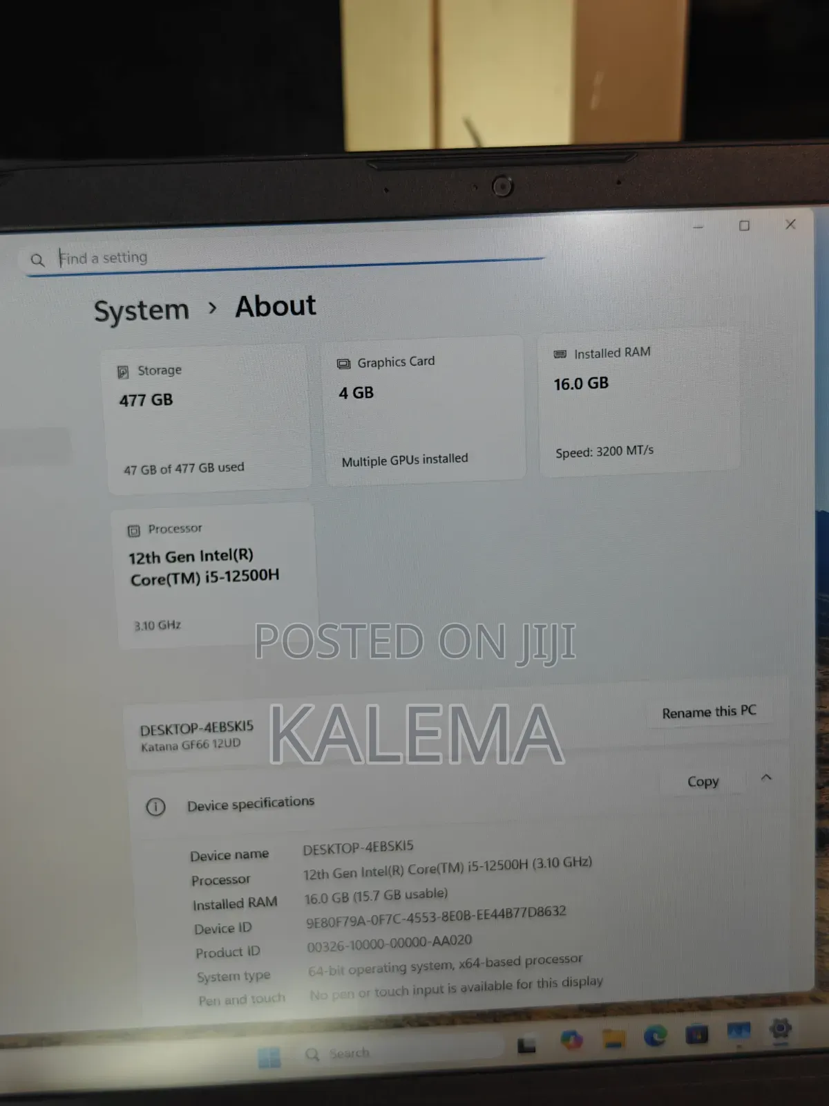 New Laptop MSI Katana GF66 16GB Intel Core i5 SSD 512GB