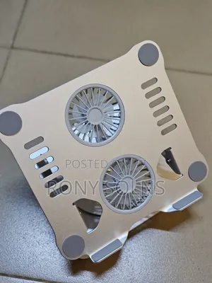 Foldable Aluminum Alloy Laptop Stand With Dual Cooling Fans.