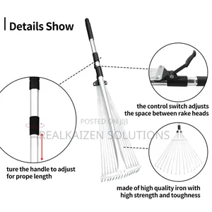 Adjustable Telescopic Galvanized Steel Garden Cleaning Rake