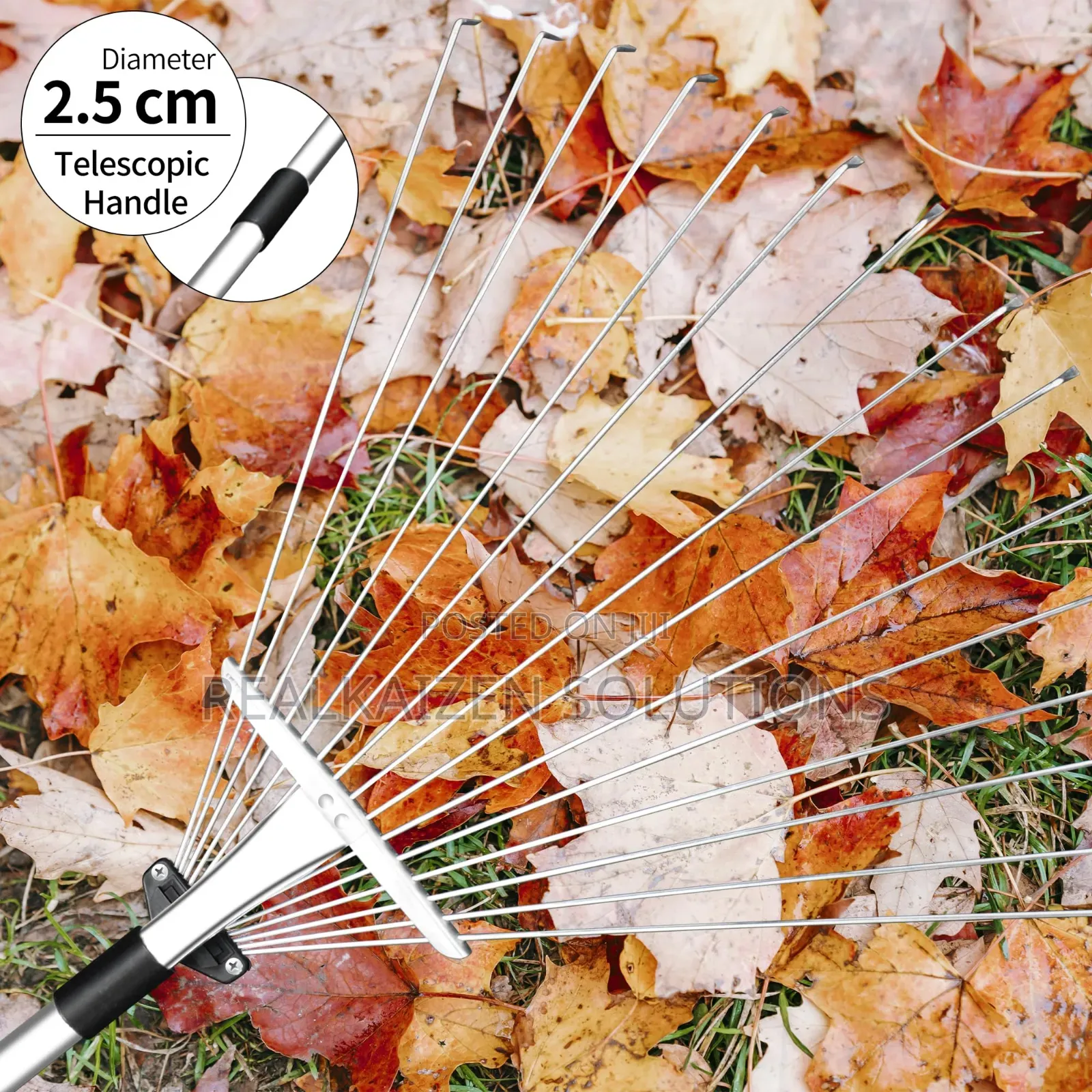 Adjustable Telescopic Galvanized Steel Garden Cleaning Rake