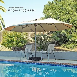 15x9 Ft Double Head Patio Umbrella With Base