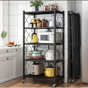 5 Layers Foldable Strong And Moveable Storage Kitchen Rack