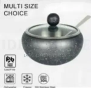 Contemporary Speckled Condiment Bowl With Glass Lid and Spoon
