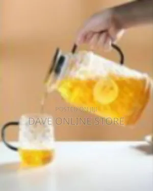 Textured Glass Beverage Set With Serving Tray - Transparent