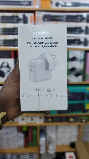 Recrsi 50w Usb-C Fast Charger With Uk 3-Pin Plug and Lightning Cable