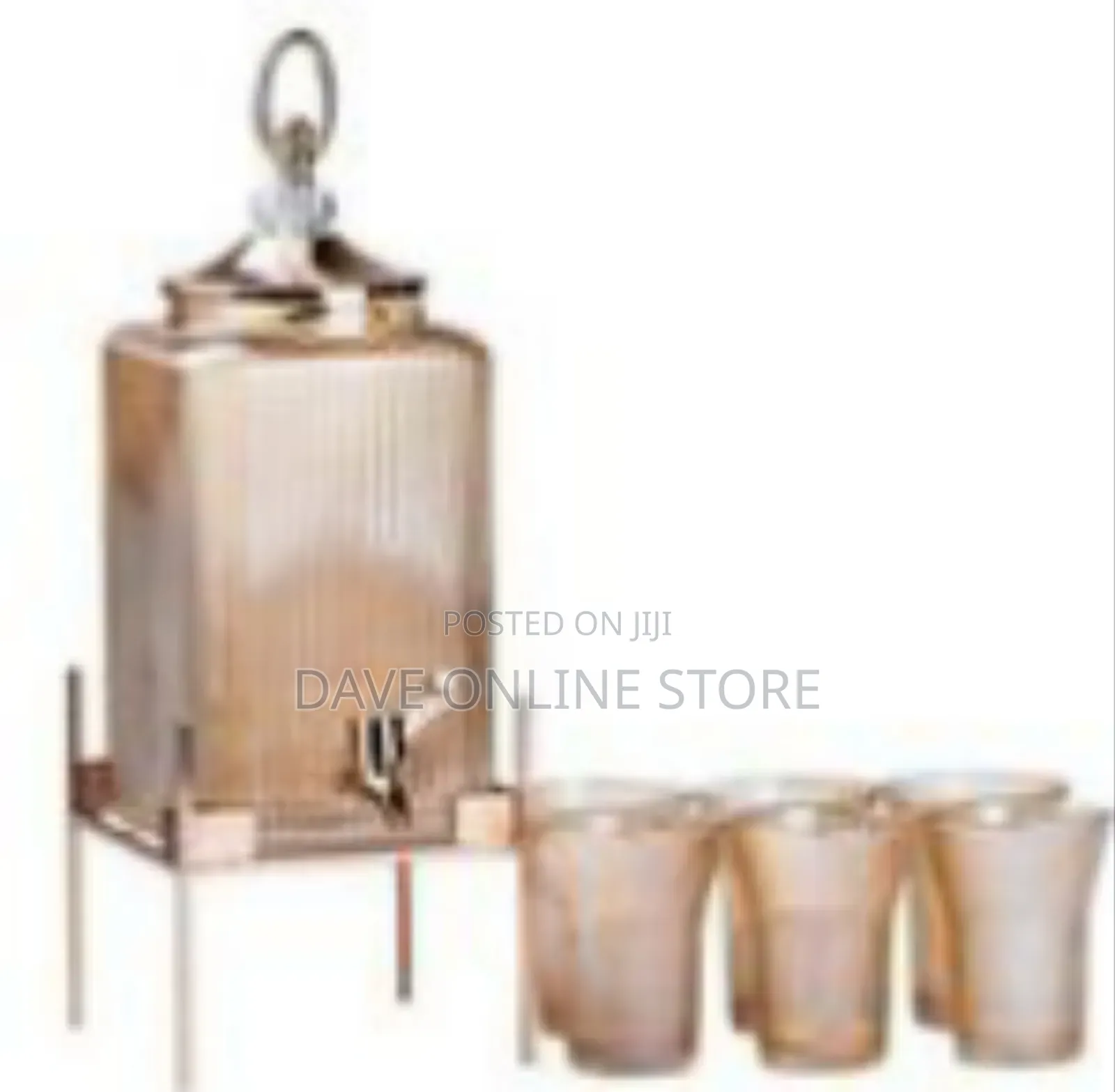 Elegant Ribbed Glass Beverage Dispenser Set, 7