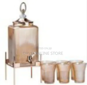 Elegant Ribbed Glass Beverage Dispenser Set, 7