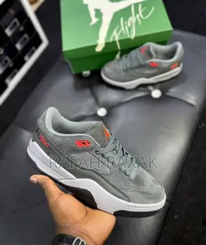 Grey With Red Version of Nike Air Jordan Flight Court Sneakers