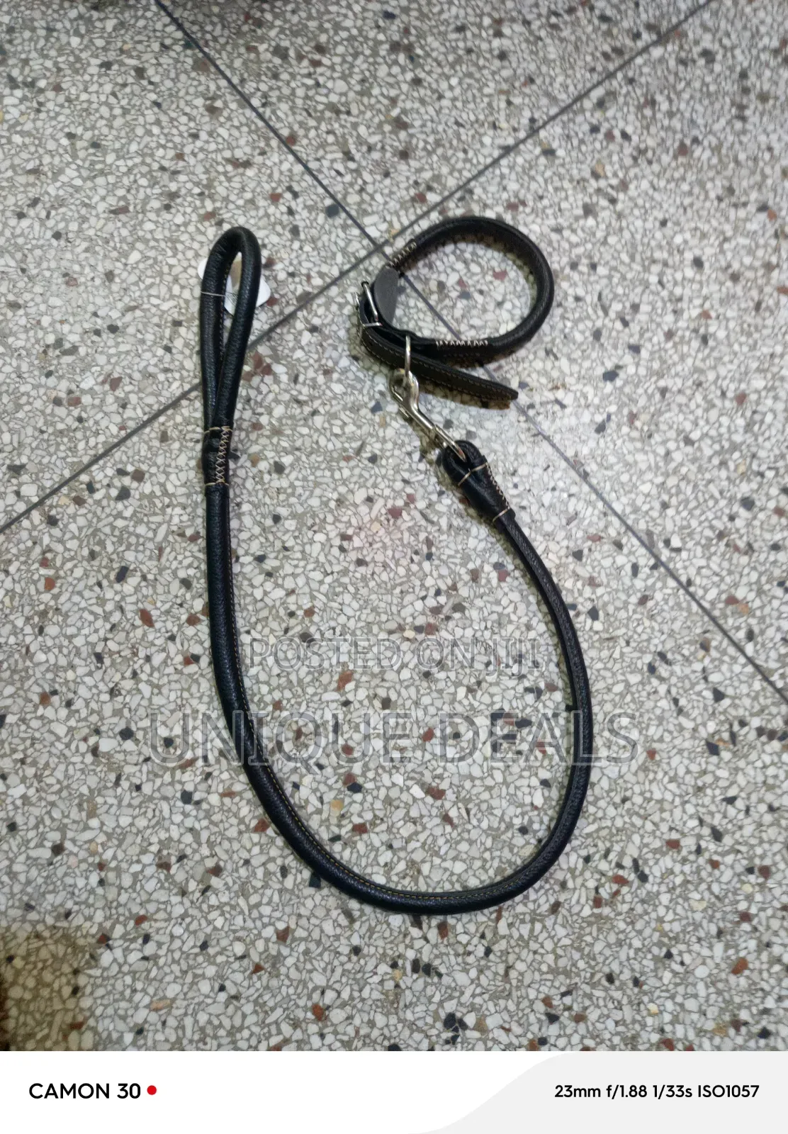 Pu Leather Dog Lead With Dog Collar Set