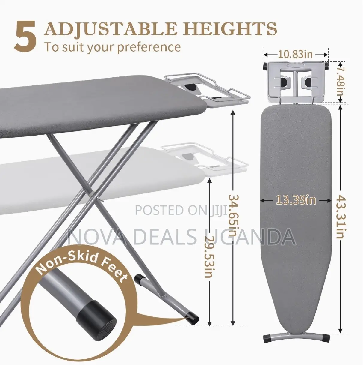 Large Foldable Freestanding Ironing Board With A Padded Ironing Cover