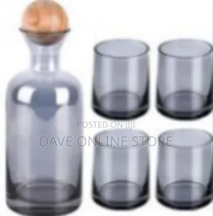 Modern 1.2l Glass Decanter and Tumbler Set (5-Piece)