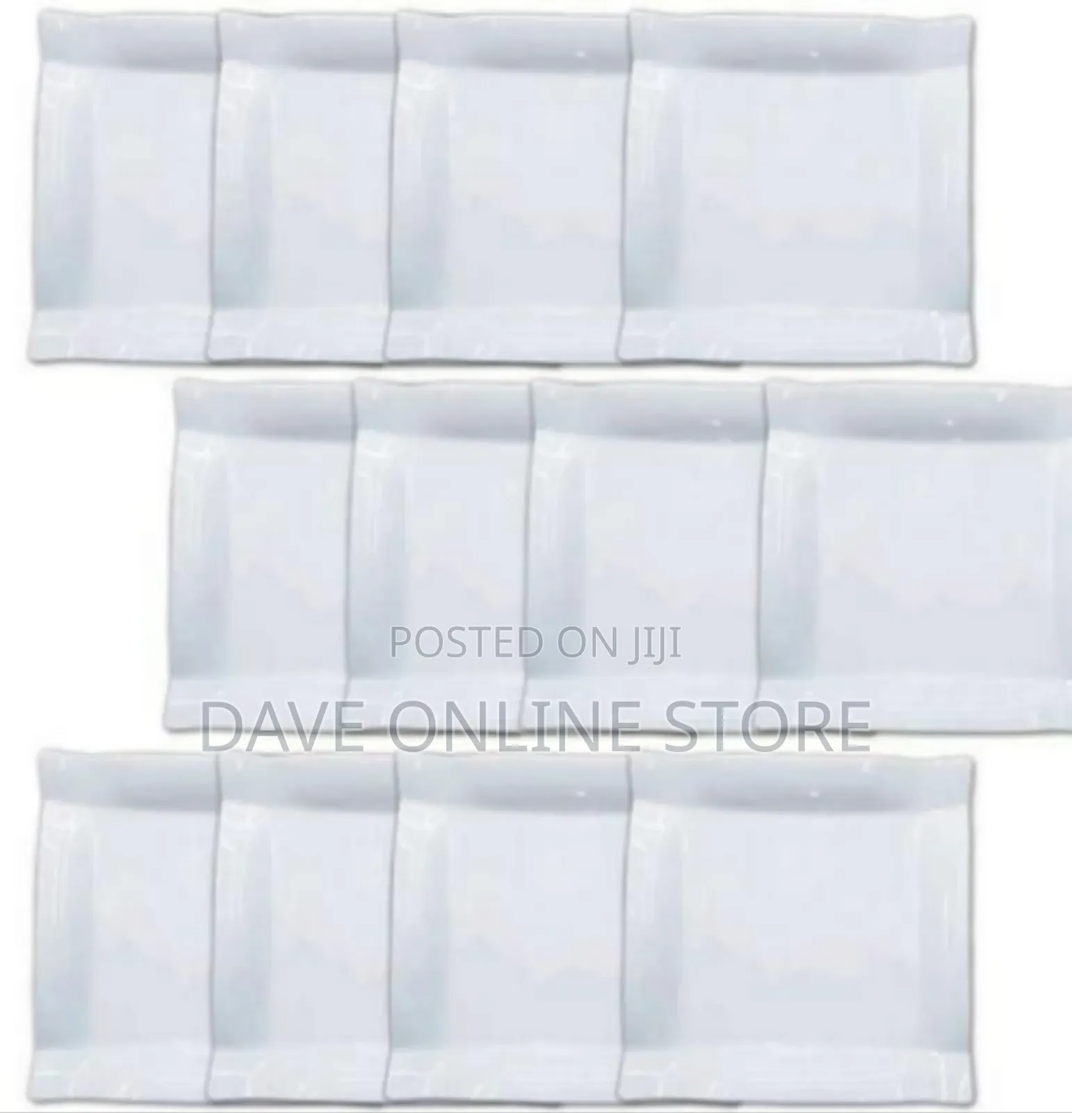 Melamine Square Dinner Plates, 12pcs