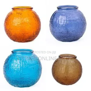 Round Orange Textured Vase Glass Bubble Bowl Glass Round Candy Dish