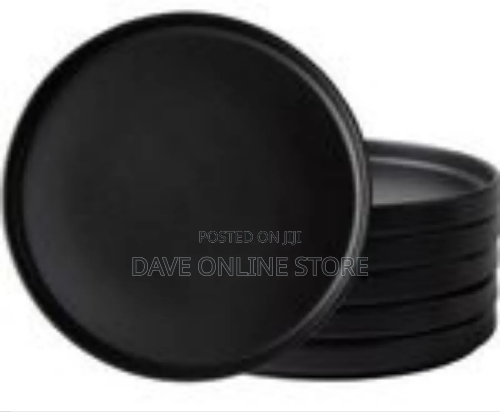 Set of 6 Modern Matte Black Dinner Plates