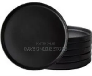 Set of 6 Modern Matte Black Dinner Plates