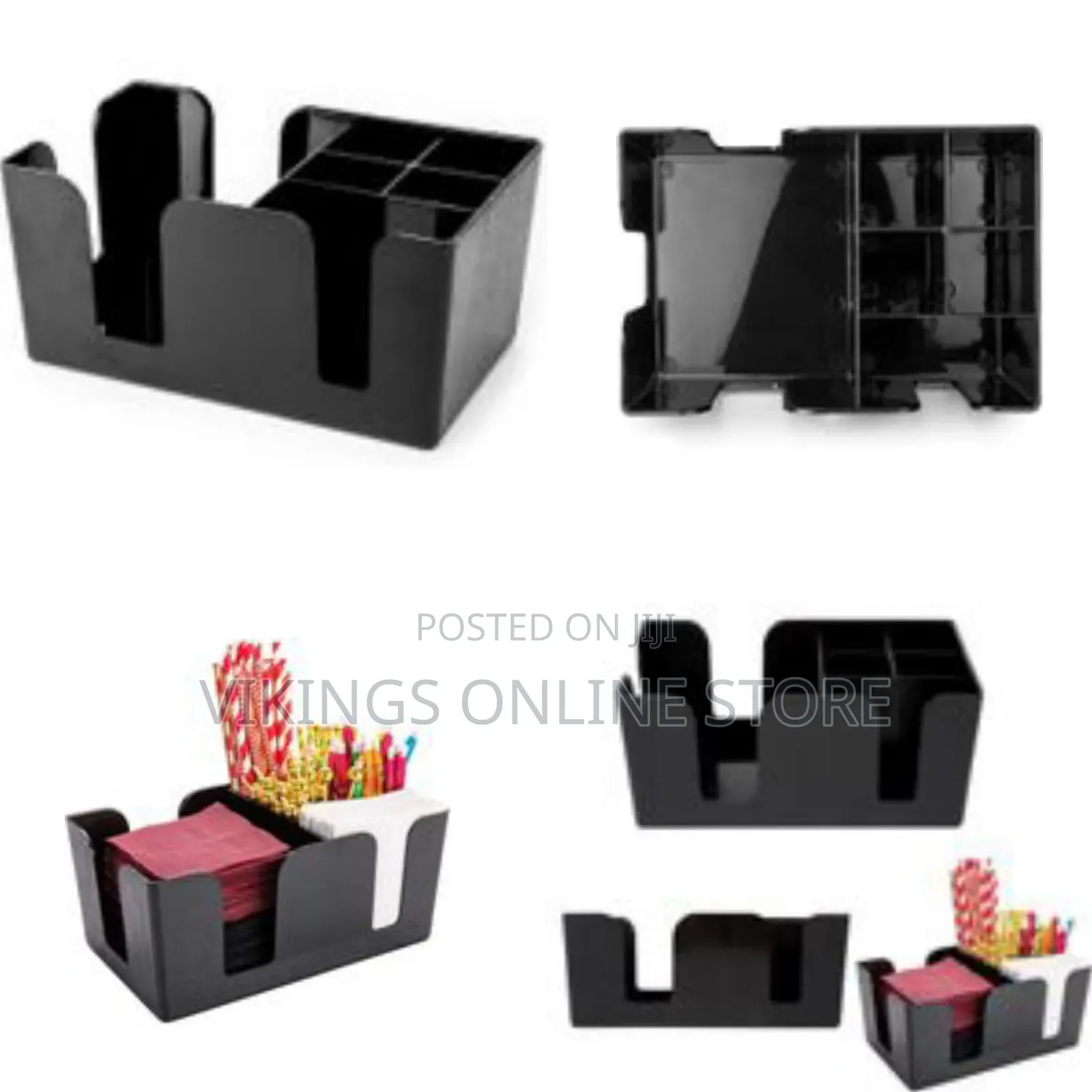 Abs Plastic Bar Napkin Utensil Caddy Organizer - 6 Compartment