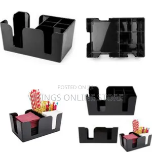 Abs Plastic Bar Napkin Utensil Caddy Organizer - 6 Compartment