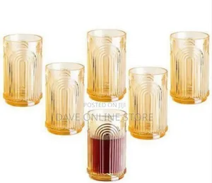 Set of 6 Art Deco-Style Textured Drinking Glasses / Tumblers