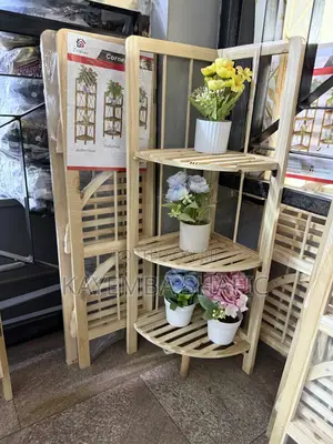 3-Tier Folding Wooden Corner Shelf / Plant Stand