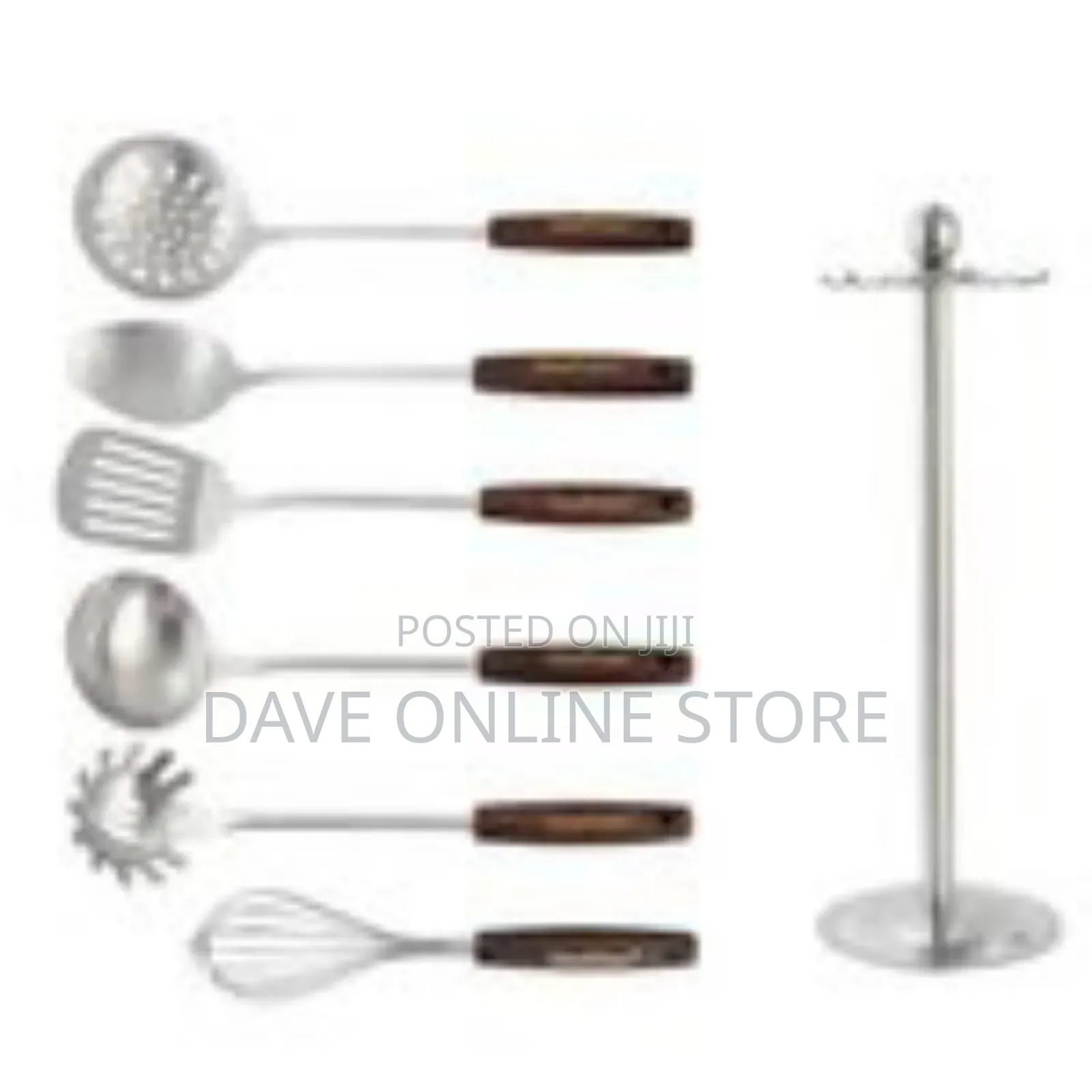 Stainless Steel Kitchen Utensil Set With Rotating Stand