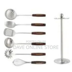 Stainless Steel Kitchen Utensil Set With Rotating Stand