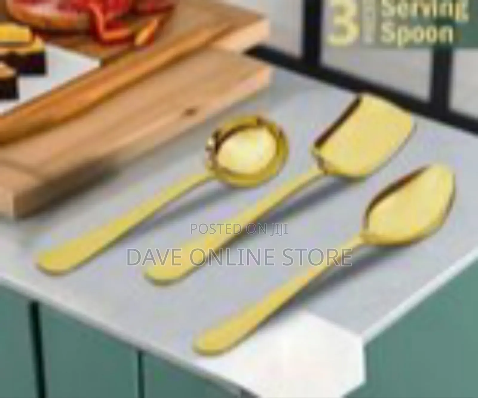Luxury Gold-Tone Serving Utensil Set (Spoons and Spatula)