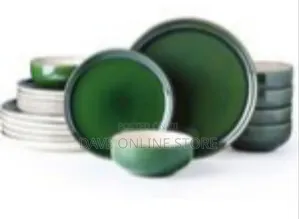 18-Piece Elegant Ceramic Dinnerware Set in Forest Green