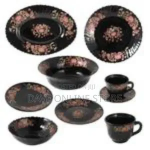 32-Piece Elegant Black Opalware Dinnerware Set