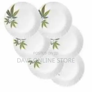 Set of 6 Snow White Curved Ceramic Dinner Plates