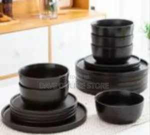 18-Piece Modern Matte Black Dinnerware Set