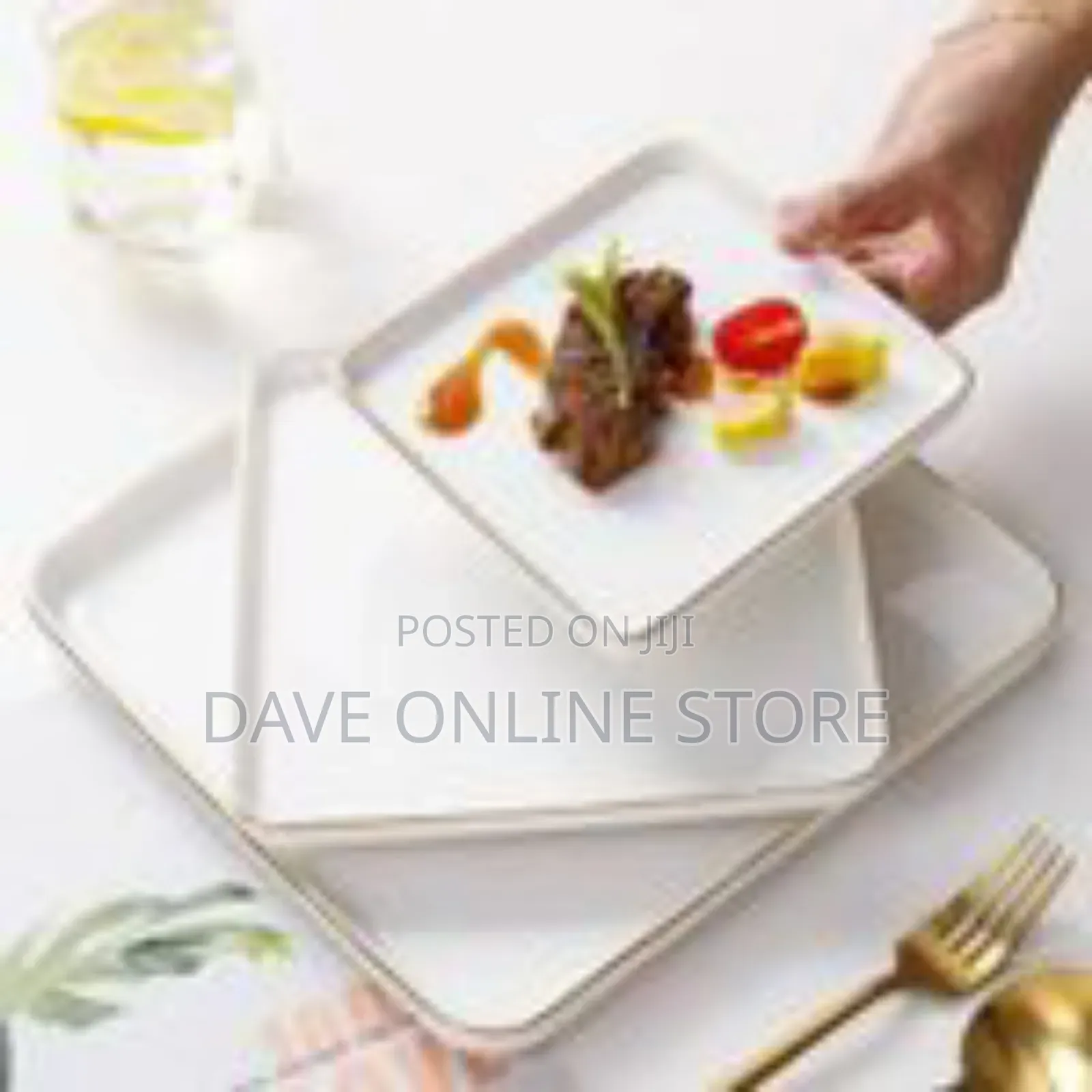 Elegant Square White Ceramic Dinner Plates