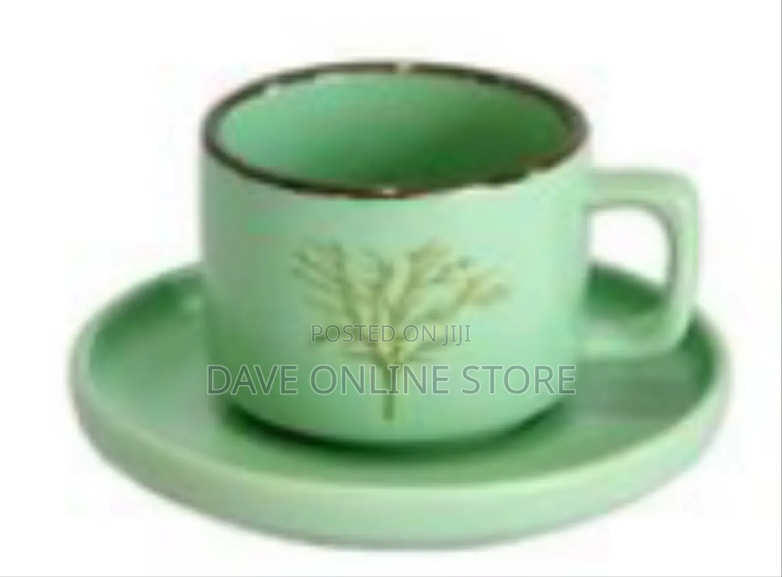 Set of 6 Rustic Charm Ceramic Coffee Cups and Saucers