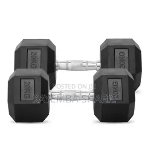Pair of 20kg Heavy Duty Rubber Hex Dumbbells (40kg Total)