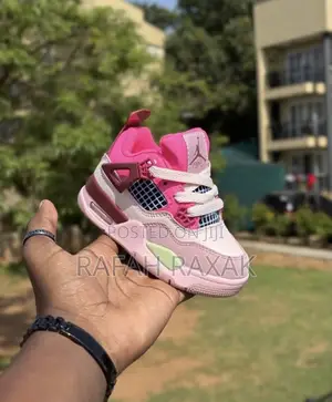 Pink Version of Air Jordan 4 Retro Kids Sneakers