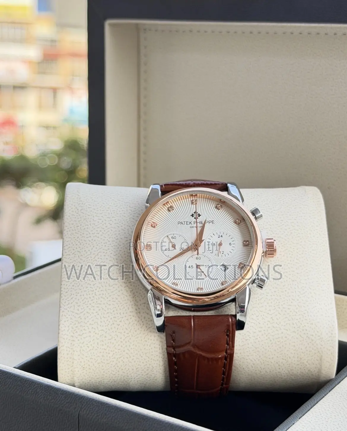 Crystal Display Leather Geneve Watch