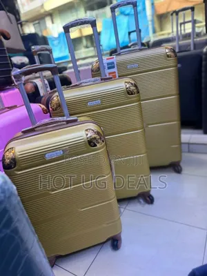 Set of 3pcs Waterproof Travel Suitcases - Gold