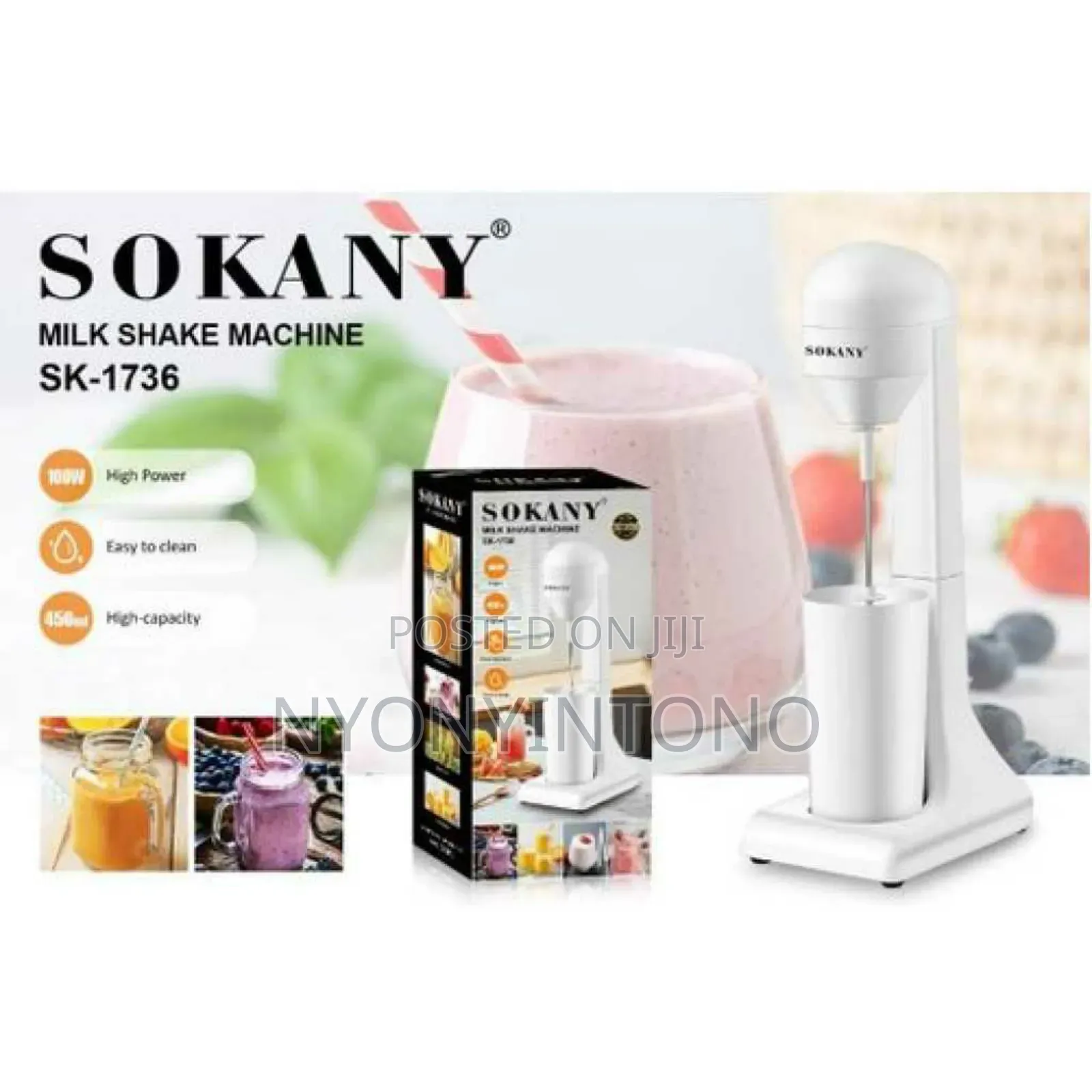 Sokany Milk Shake Machine 100w With Abs Body