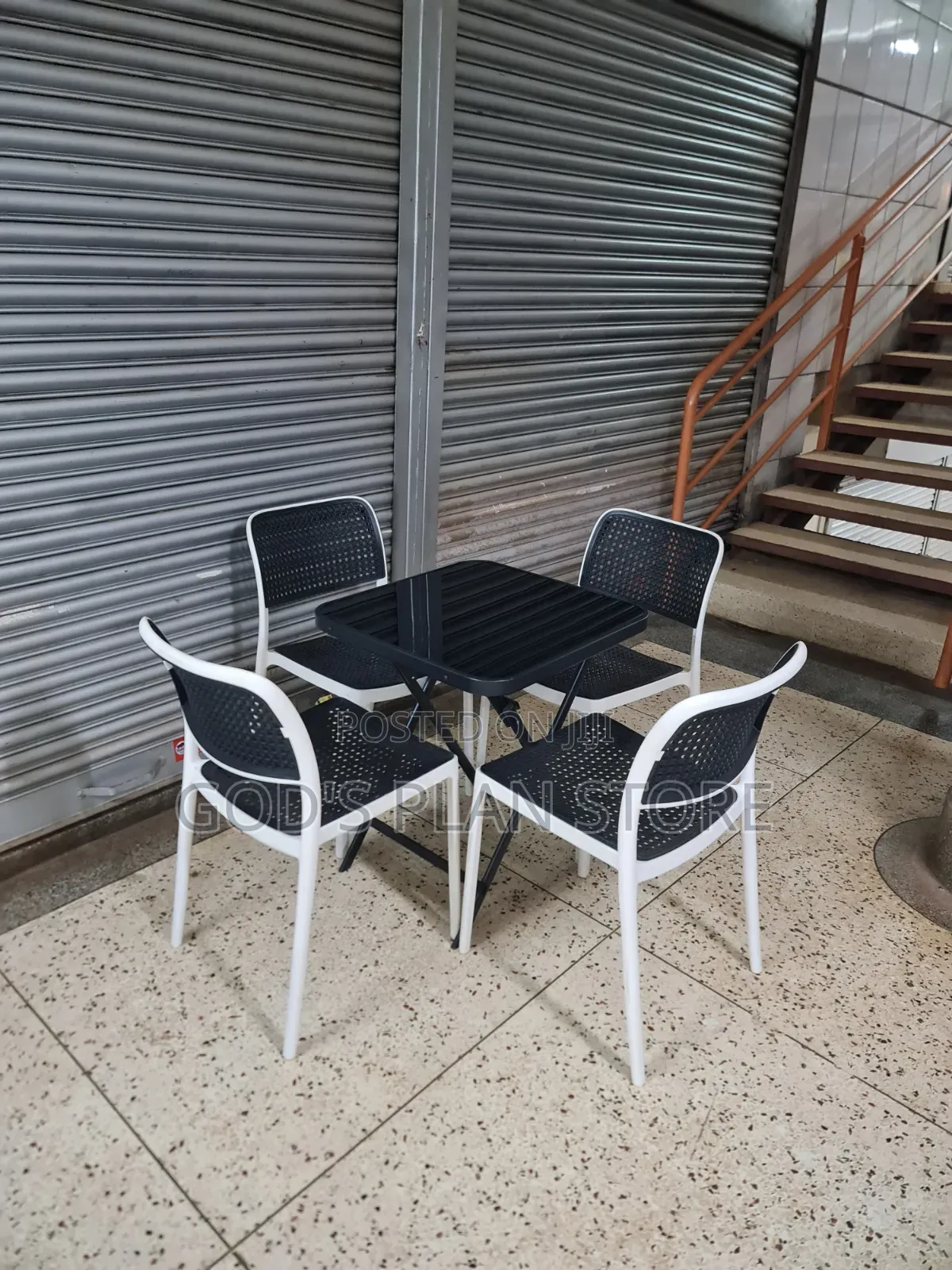 Madrid Foldable Table and Plastic Chairs for Dining Room