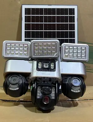 Solar-Powered CCTV Camera With Triple Lenses and Floodlight