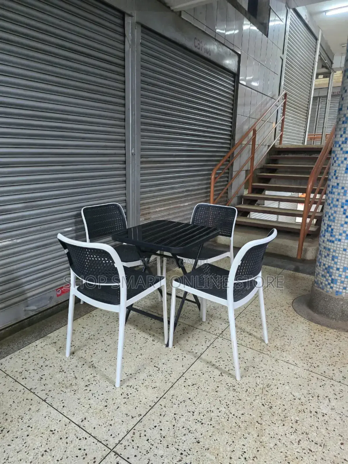 Stackable Dining Foldable Table and Plastic Chairs