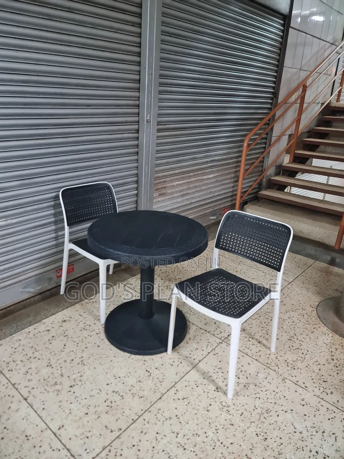 Checked Plastic Chairs and Checked Plastic Chairs and Table Set