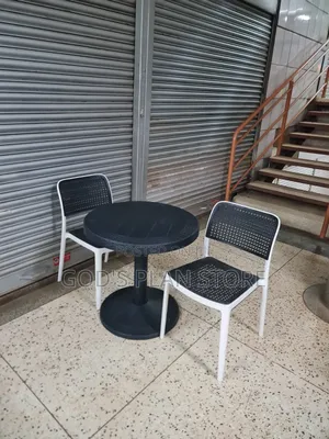 Checked Plastic Chairs and Checked Plastic Chairs and Table Set