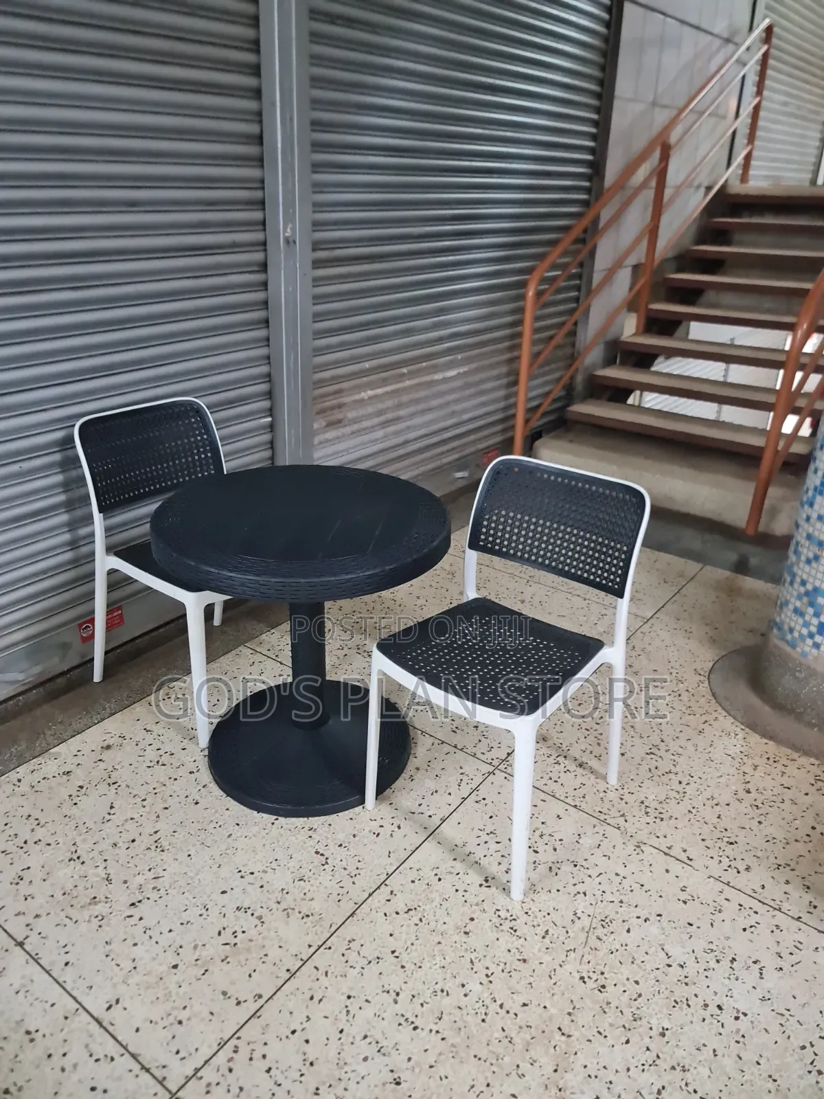 Checked Plastic Chairs and Checked Plastic Chairs and Table Set