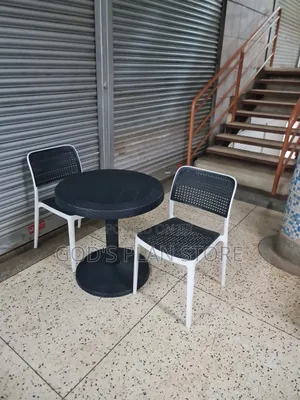 Checked Plastic Chairs and Checked Plastic Chairs and Table Set