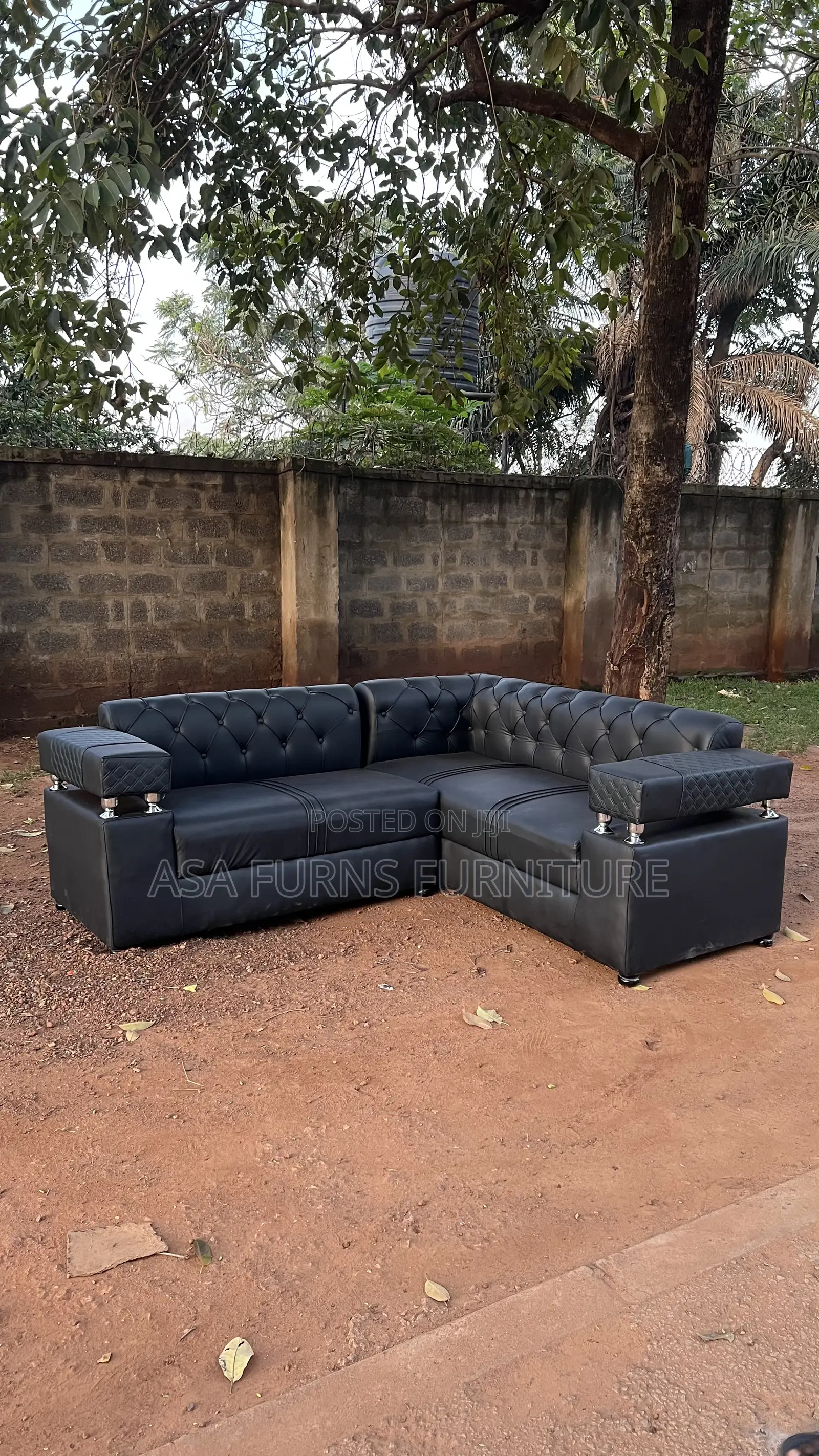 Black Leather Sofa / L Sofa Set