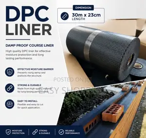 High Quality DPC (Damp Proof Course) Liner Roll Measuring 30m by 23cm